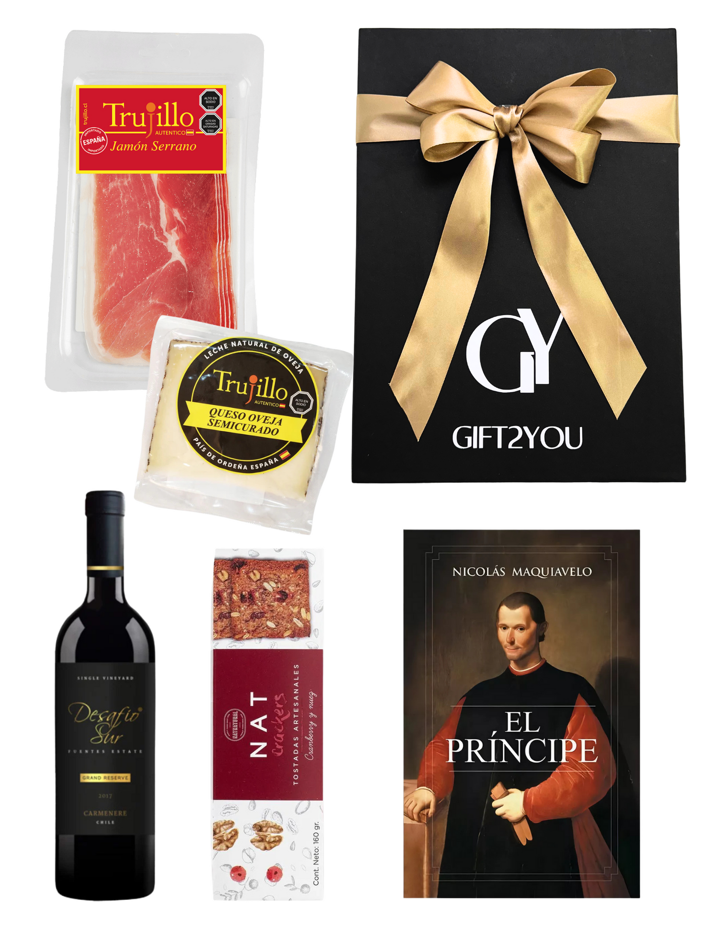 Libro El Príncipe Carmenere Queso Jamón Crackers