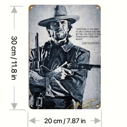 Placa Vintage Clint Eastwood Blanco y Negro