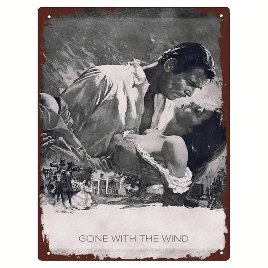 Placa Vintage Gone with the Wind Blanco y Negro