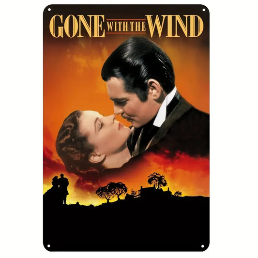 Placa Vintage Gone with the Wind Blanco y Negro